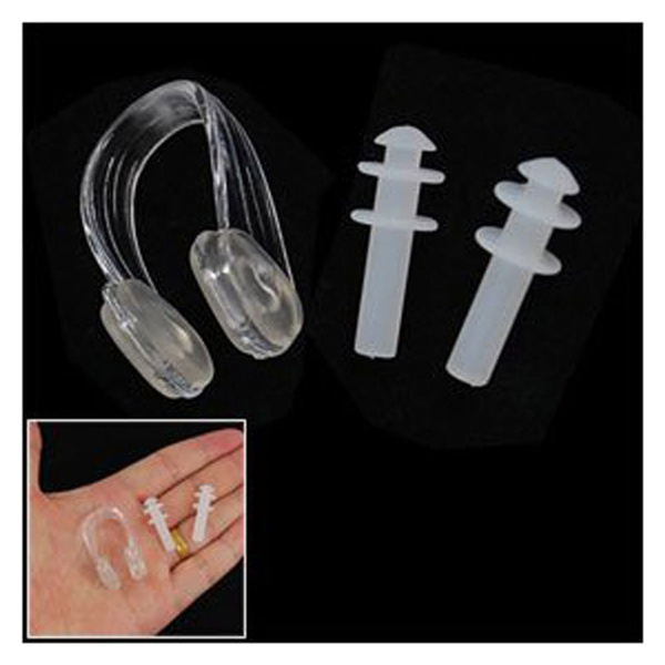 Clear Soft Silicone Swimming Set Nose Clip+Ear Plug Earplug New | Wish