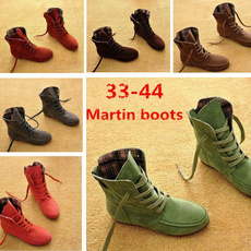 New Sale  Women’s  Flat Ankle Snow Motorcycle Boots Female Suede Leather Martin boots Lace-Up Boot Plus Size 4.5-10