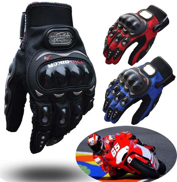 Motorcycle Full Finger Glove Carbon Fiber Bike Motorbike Motorcross Cycling L/XL 