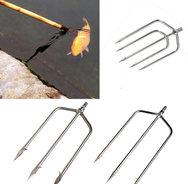3/4/5 Prong Head Harpoon Fishing Frog Salmon Barbed Diving Spear Gun Gig  Fork