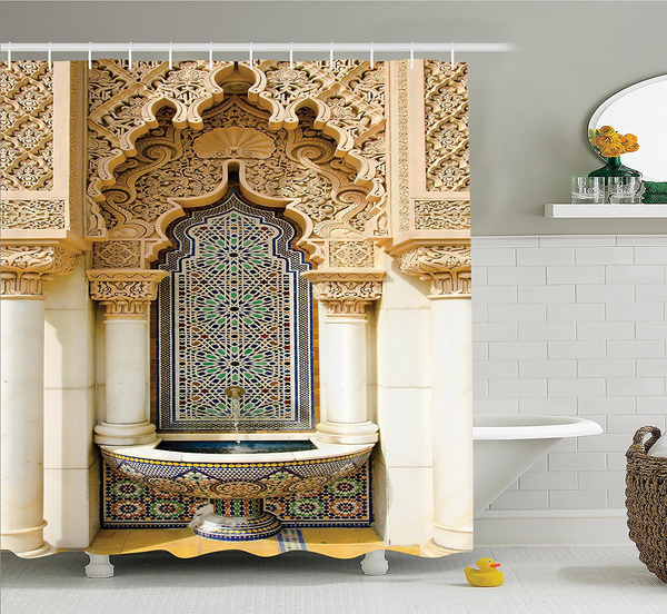 Moroccan Decor Shower Curtain by Vintage Building Design Islamic