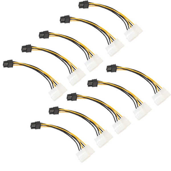 Fashion Dual 4-Pin Male Molex Connector To 6-Pin PCI-E PCI Express