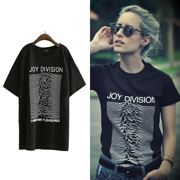 Summer Style Unisex Top Tee Vintage Fashion 80s Post Punk Band Joy Division  Unknown Pleasure Unisex T Shirt Casual Black Tee