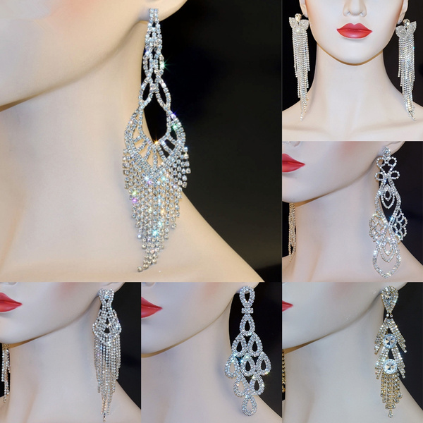 Bridal Pearl Earrings Wedding Jewelry Swarovski 10mm Pearl Earrings Long  Dangle Earrings Cubic Zirco on Luulla