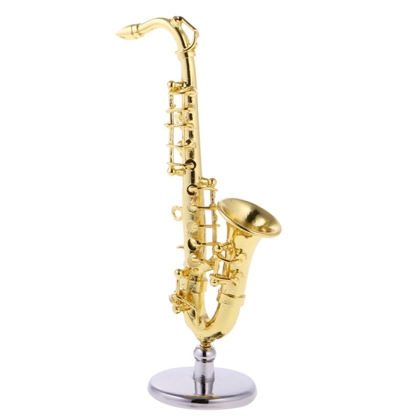 1PC 1:6 Doll House Musical Instrument Decoration Alloy Mini Saxophone Toy for Ho 