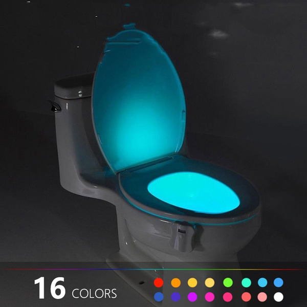 8/16 Color Change Toilet LED Night Light Human Motion Activated Seat Sensor Lamp 