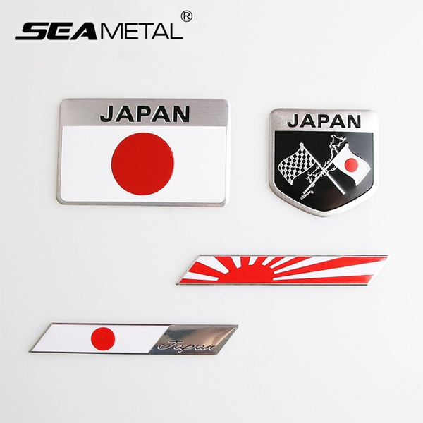 New Badge Chrome Car Japan Japanese Flag Decals Sticker Alloy Aluminum Emblem 