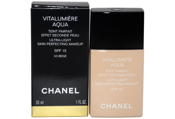 Chanel Vitalumiere Aqua Skin Perfecting Makeup 50 Beige : Foundation  Makeup : Beauty & Personal Care