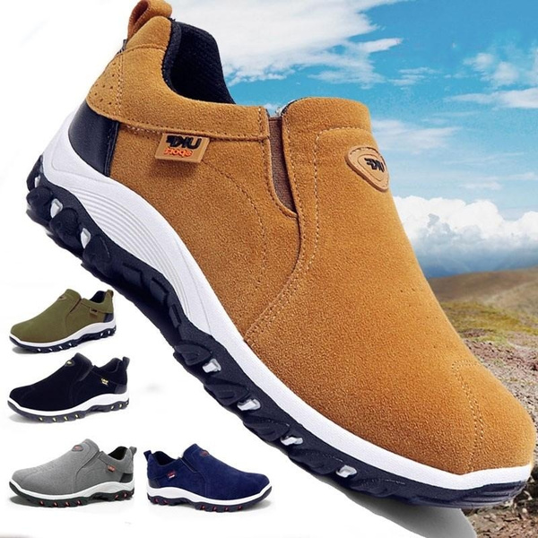 Men Hiking Boots Waterproof Hiking Shoes Genuine Leather Outdoor ...