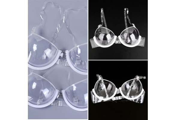 Transparent Plastic 3/4 Cup Clear Strap Invisible Bra Women's Sexy
