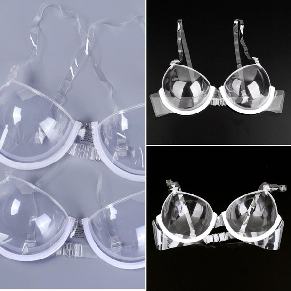 Transparent Plastic 3/4 Clear Strap Invisible Bra Women's Underwear