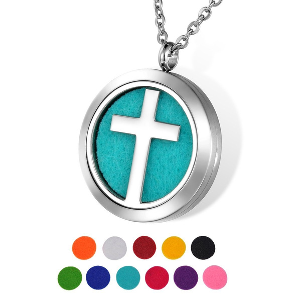 Cross hot sale diffuser necklace