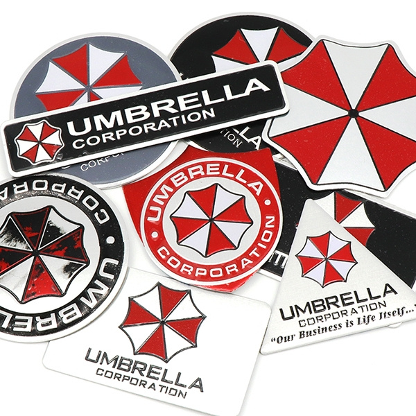 Sticker autocollant umbrella corporation logo rond rats used badge 3d métal