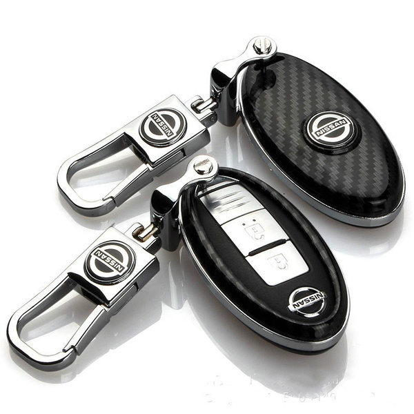 PU Leather 3 Buttons Remote Key Fob Case Shell Cover Holder w/ Chain For Nissan 