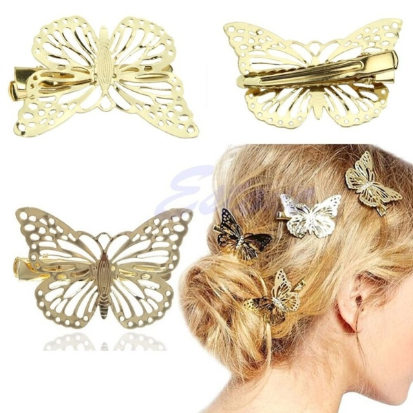 Golden Butterfly Hair Clips Decor Wedding Jewelry Barrette Ladies HairPin  Girls Hair Accessories For Women Hair Clip | Wish