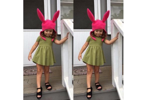 Mom Kids Cute Rabbit Ears Hat Bob's Burgers Louise Cosplay Costume