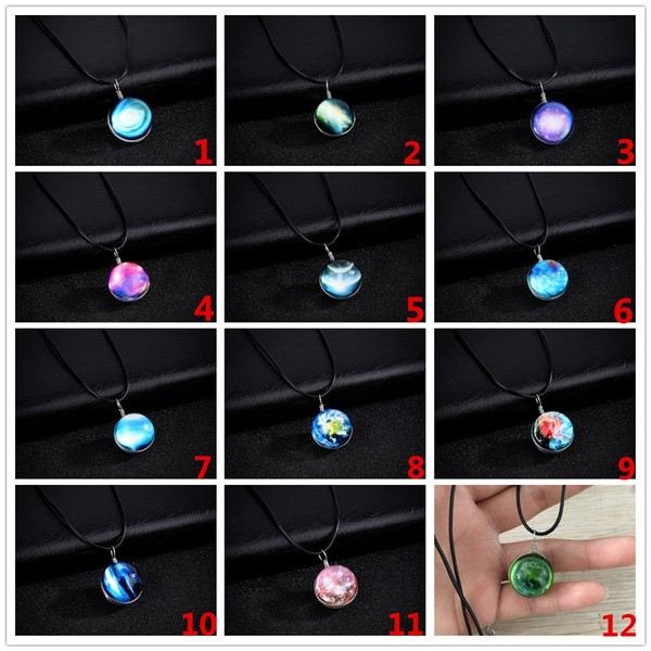 Cosmic Starry Time Gemstone Glass Ball Handmade Necklace