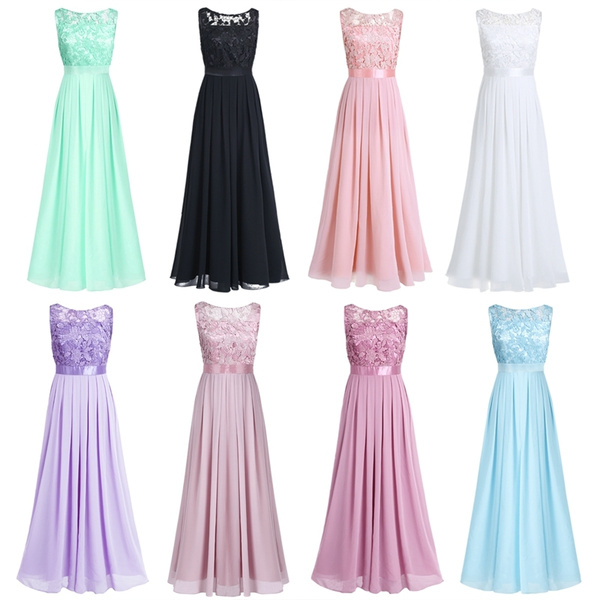 Women Lace Chiffon Formal Wedding Bridesmaid Long Evening Party Prom Gown Dress 
