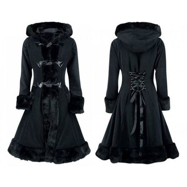 Women Trench Coat Slim Long Vintage, Gothic Long Winter Coats
