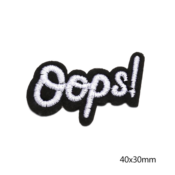 5 PCS The Black White Oops! Patches Iron On Or Sew Fabric Sticker For  Clothes Badge Patch Embroidered Appliques DIY