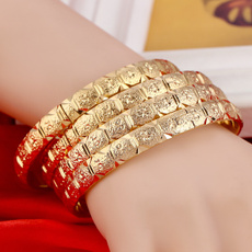 8MM Total 4pcs 2017 New Arrival 18K Real Gold Bangle Jewelry Duabi Ethiopian Gold Bangles&Bracelets Jewelry Women Gift