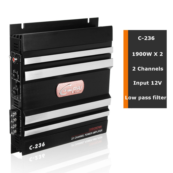 Amplificatore Auto Stereo C-236 3800W 2 Canali - Amplificatore Per Subwoofer, Potente E Compatto
