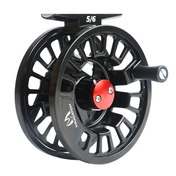 Maxcatch TINO Black Fly Fishing Reel in Large Arbor: 5/6 Weight
