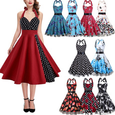 Swing dress, halter dress, Print Dresses, Vintage