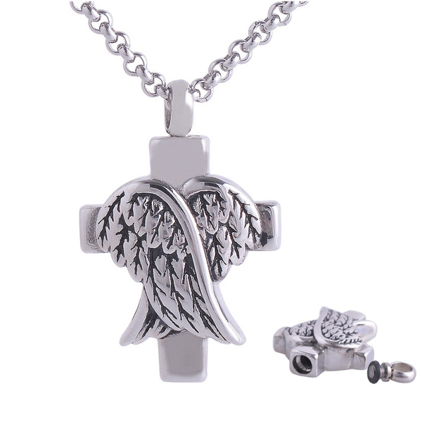 Wing Cross Shape Pill Box Pendant Urn Necklace Ashes Holder Wish - Pill Box Pendant Wing Cross Shape Pill Box Pendant Urn Necklace Ashes Holder Wish - Pill Box Pendant