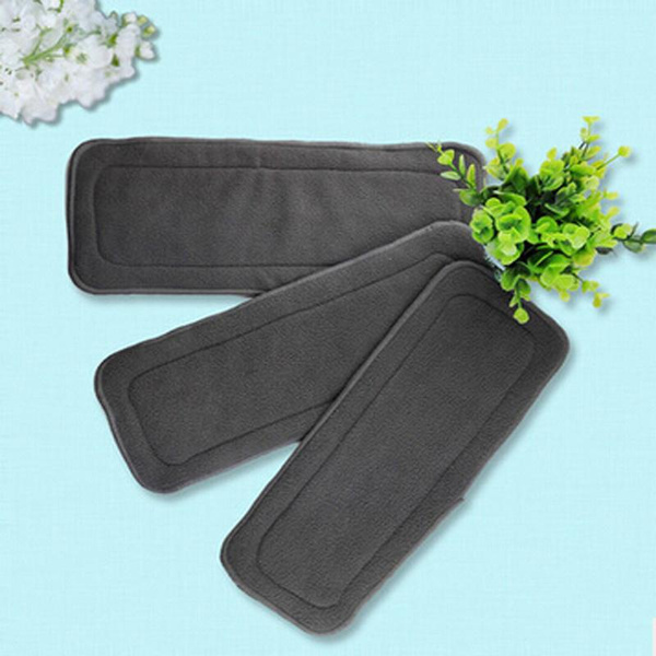 5 Baby Cloth Diaper Nappies Inserts Reusable Washable Charcoal Bamboo 4 layers 