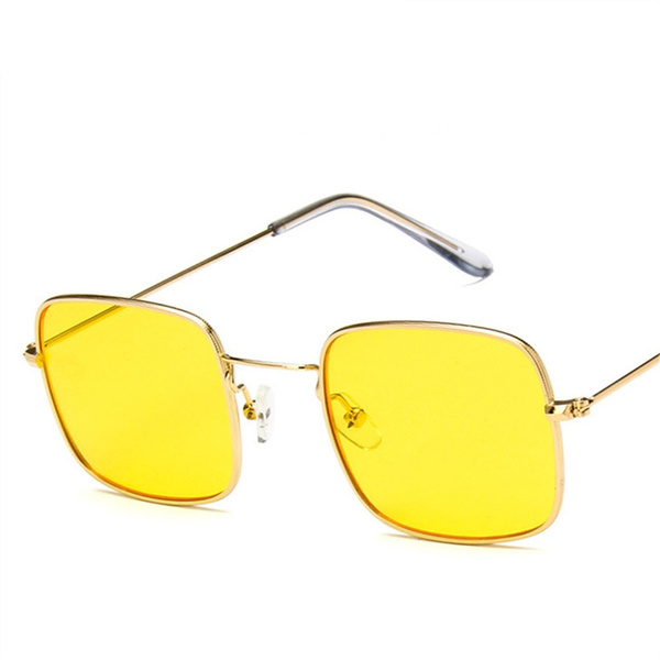 New Fashion Metal Sunglasses Men Women Retro Square Sun Glasses Fashion  Ocean Clear Yellow Pink Color Sunglass Small Frame Glasses