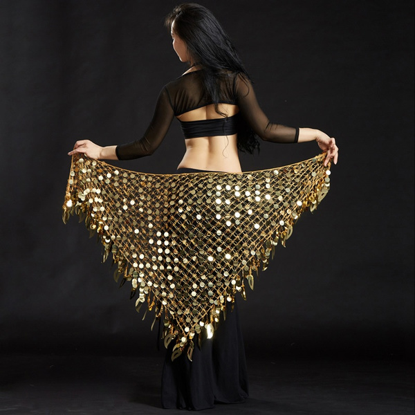 Cheap Fashion Women Belly Dancer Costumes Belt Golden Sequins