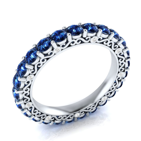 Fashion 925 Sterling silver Diamonds Ring Size 6-10 Blue Sapphire ...