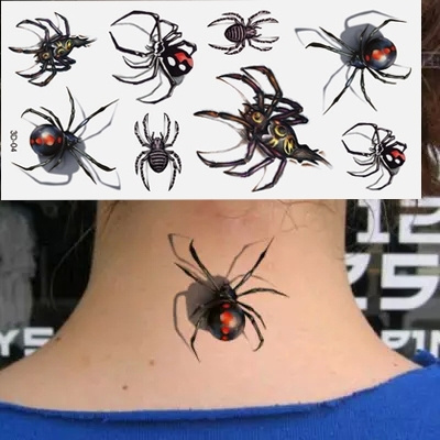 3D Halloween Spider Tattoo Stickers Waterproof Trendy Henna Tattoo Women  Men Body Art Paint | Wish