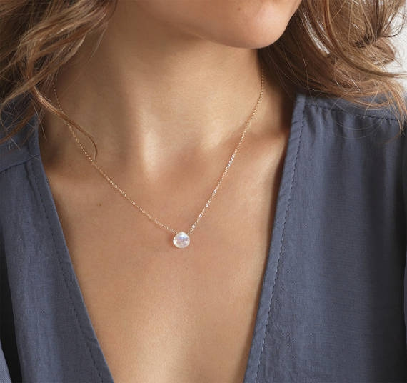 simple moonstone necklace