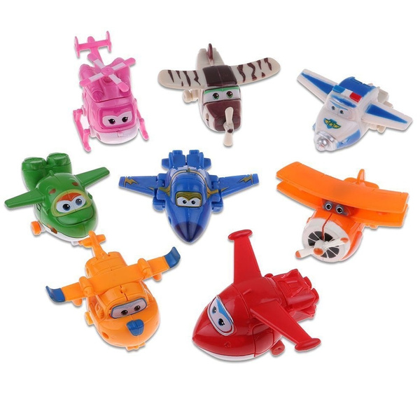 8Pcs TV Animation Super wing Transforming Plane Mini Toys Characters ...