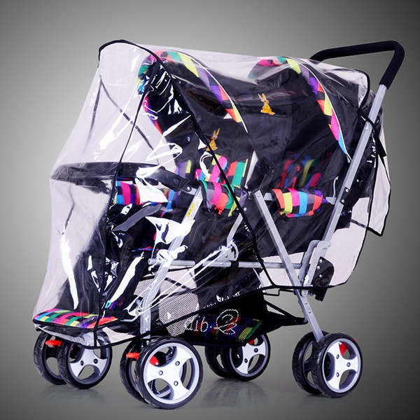double pram rain cover