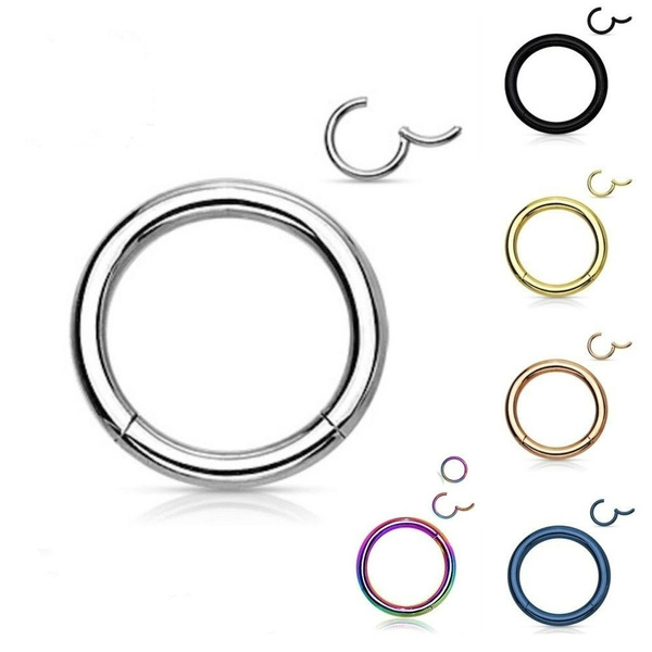 Seamless Hinged Segment Sleeper Clicker Ring Hoop Ear Lip Nose Septum Piercing Seamless Hinged Segment Sleeper Clicker Ring Hoop Ear Lip Nose Septum Piercing