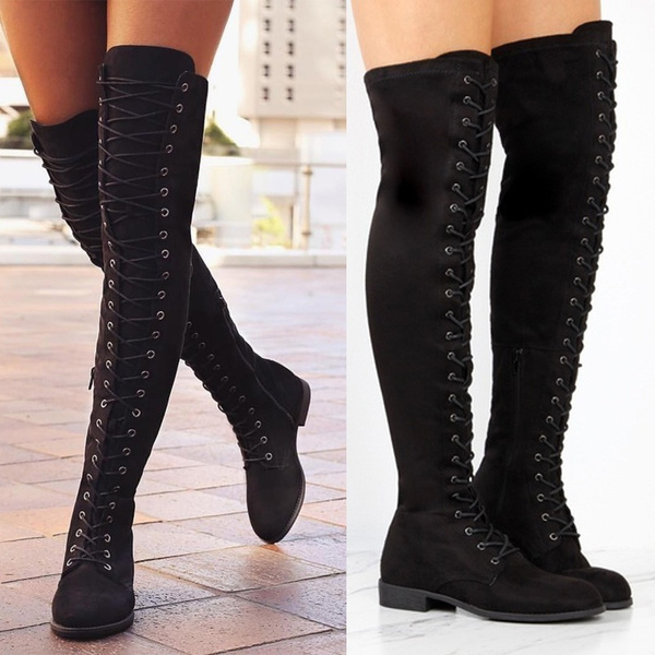 Women's Over The Knee Boots with Zipper in Back | Wish