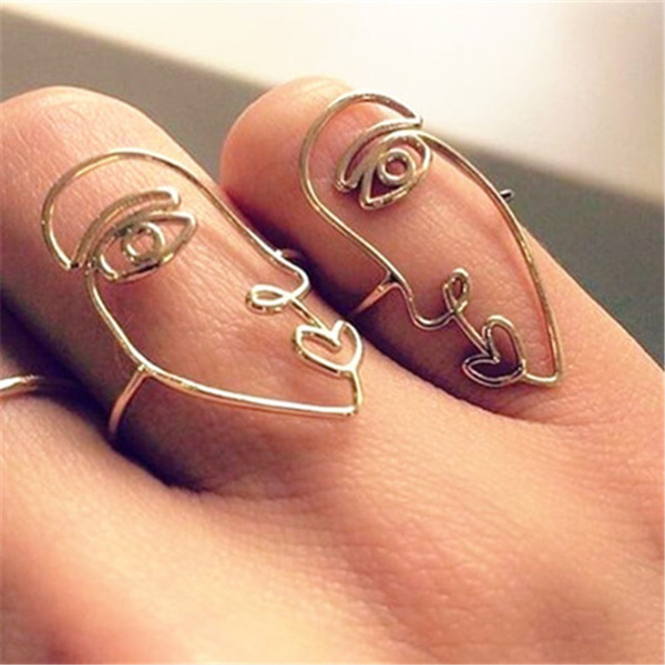 Alloy Finger Exaggerated Geometric Jewelry National Rings Totem Personality