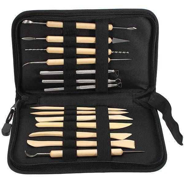 Durable New Pottery Polymer Clay Sculpting Tool Set In Zippered Case