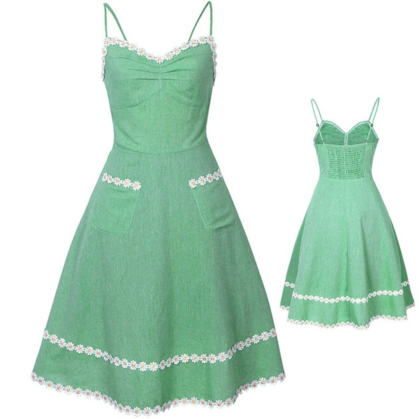 green retro dress