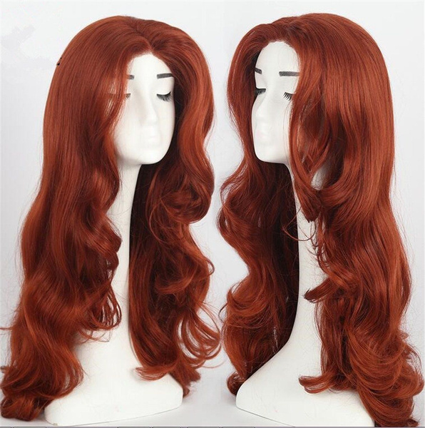 Women s Long Wavy Copper Red Wigs Heat Resistant Hair Wigs Korean Wig