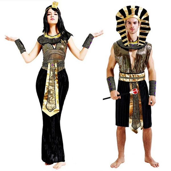 wish.com | Halloween Party Costume Adult Cosplay Acting Performance Clothing Egyptian Pharaoh Cleopatra Royal Cleopatra Clothes Party Dresses for Men Women