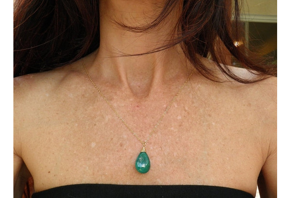 rough cut emerald pendant