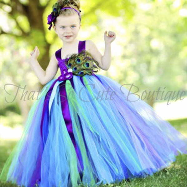 Peacock flower girl discount dress