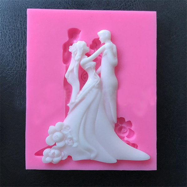 Bride Groom Silicone Molds Wedding Blessing Fondant Mould Sugarcraft Cake Decors