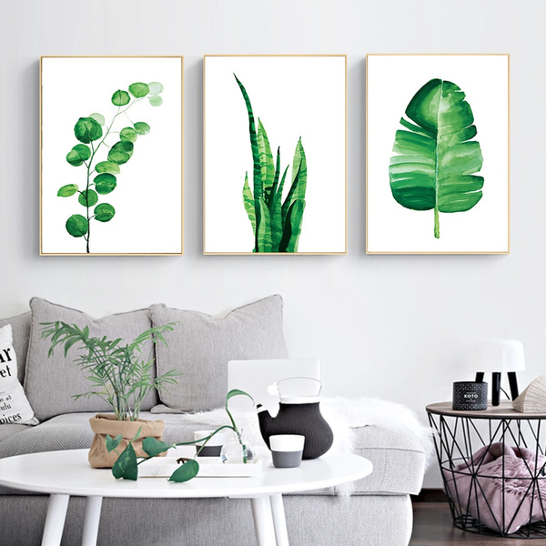 Minimalist Green Leaf Posters Prints Nordic Home Decor Wall Art Canvas Paintings 