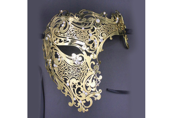Halloween Couple Full Face Metal Evil Skull & Venetian Masquerade Eye Masks