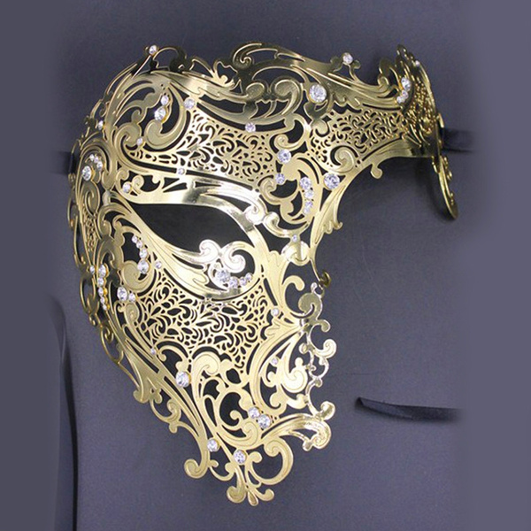 Black and Silver laser Cut Metal Masquerade Mask